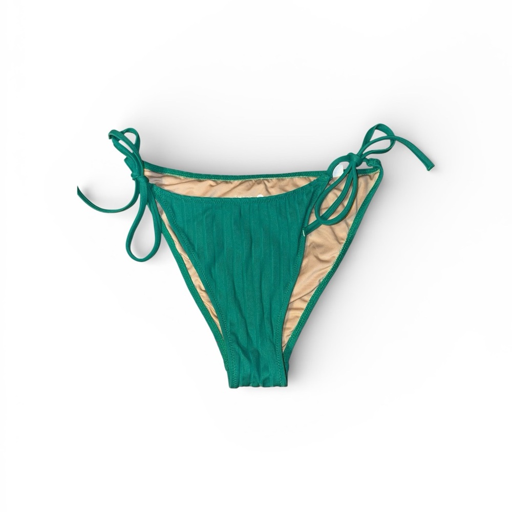 Shade & Shore Green Ribbed Tie-Side Bikini - Picture 5 of 6